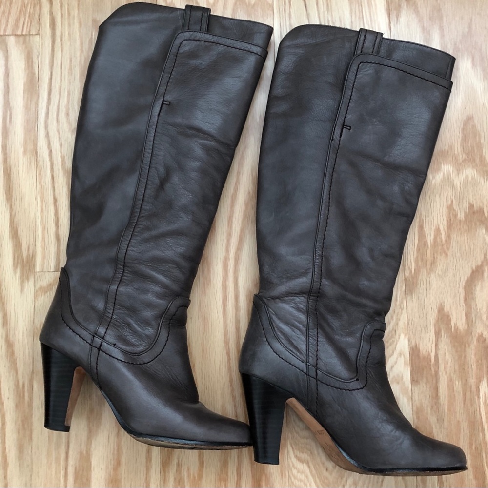 Dolce Vita Taupe Slouchy Leather Boots, 6 - Picture 2 of 6